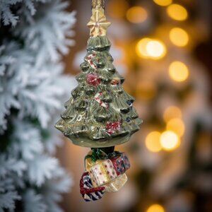Vintage Christopher Radko Christmas Tree with Hanging Gifts Ornament 7"
